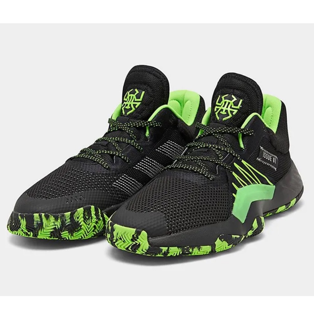 Adidas Black and Green Performance Athletic Shoes